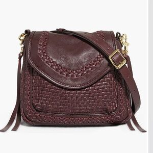 Aimee Kestenberg All For Love Mini Woven Leather Crossbody, True Plum, like new